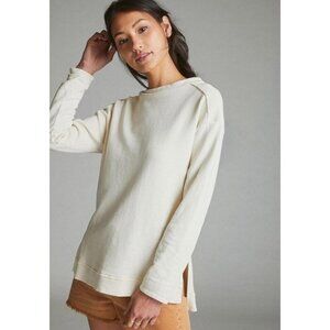 Pilcro Anthropologie Imogen Seamed Tunic Top Sweatshirt Ivory Looped Fleece XL